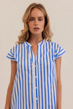 COTTON EXTENDED SLEEVE SHIRT BLUE