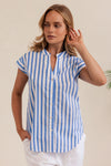 COTTON EXTENDED SLEEVE SHIRT BLUE