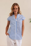 COTTON EXTENDED SLEEVE SHIRT BLUE