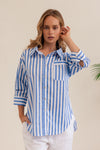 COTTON 3/4 SLEEVE COLLARED SHIRT