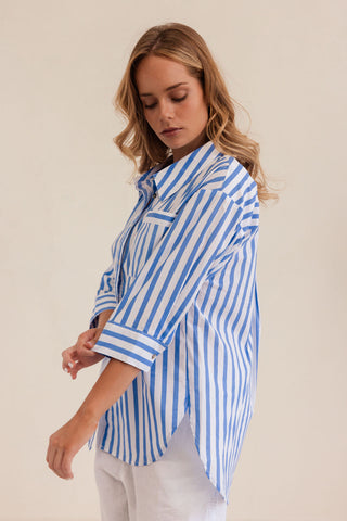 COTTON 3/4 SLEEVE COLLARED SHIRT