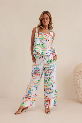 LINEN MARRAKESH HIGH WAISTED WIDE LEG PANT