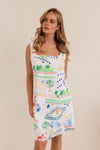 LINEN MARRAKESH SQUARE NECK SHIFT DRESS