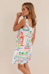 LINEN MARRAKESH SQUARE NECK SHIFT DRESS