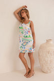 LINEN MARRAKESH SQUARE NECK SHIFT DRESS