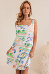 LINEN MARRAKESH SQUARE NECK SHIFT DRESS