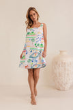 LINEN MARRAKESH SQUARE NECK SHIFT DRESS