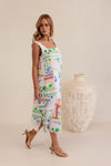 LINEN MARRAKESH SQUARE NECK SHIFT DRESS