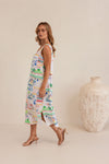 LINEN MARRAKESH SQUARE NECK SHIFT DRESS