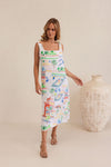 LINEN MARRAKESH SQUARE NECK SHIFT DRESS