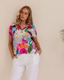 LINEN BLOOM BURST TOP