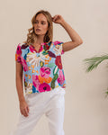 LINEN BLOOM BURST TOP