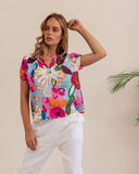 LINEN BLOOM BURST TOP