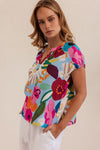 LINEN BLOOM BURST TOP