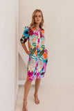 LINEN BLOOM BURST BUTTON THROUGH DRESS