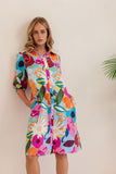 LINEN BLOOM BURST BUTTON THROUGH DRESS