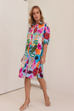 LINEN BLOOM BURST BUTTON THROUGH DRESS