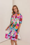 LINEN BLOOM BURST BUTTON THROUGH DRESS