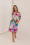 LINEN BLOOM BURST BUTTON THROUGH DRESS