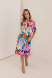 LINEN BLOOM BURST BUTTON THROUGH DRESS