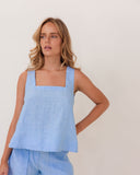 LINEN CHAMBRAY SQUARE NECK TANK