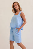 LINEN CHAMBRAY SQUARE NECK TANK