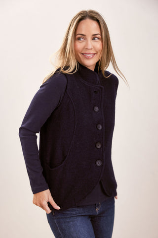 BOILED WOOL HIGH COLLAR VEST