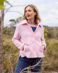 BOILED WOOL COLLARED JACKET WITH CURVE HEM