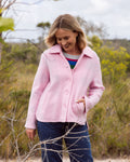 BOILED WOOL COLLARED JACKET WITH CURVE HEM
