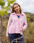 BOILED WOOL COLLARED JACKET WITH CURVE HEM