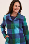 BRUSHED WOOL BLEND PLAID COAT
