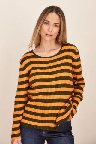 CASHMERE RIB STRIPE SWEATER