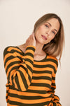 CASHMERE RIB STRIPE SWEATER