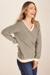 CASHMERE V NECK STRIPE SWEATER