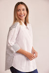 COTTON SPLICED STRIPE SHIRT