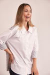 COTTON SPLICED STRIPE SHIRT
