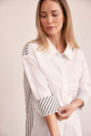 COTTON SPLICED STRIPE SHIRT