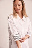 COTTON SPLICED STRIPE SHIRT