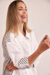 COTTON SPLICED STRIPE SHIRT