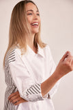 COTTON SPLICED STRIPE SHIRT