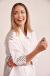 COTTON SPLICED STRIPE SHIRT