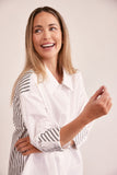 COTTON SPLICED STRIPE SHIRT