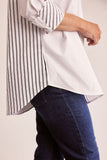 COTTON SPLICED STRIPE SHIRT