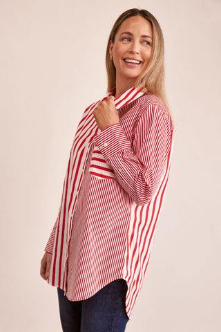 COTTON 2 WAY STRIPE SHIRT