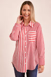 COTTON 2 WAY STRIPE SHIRT