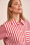 COTTON 2 WAY STRIPE SHIRT