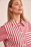 COTTON 2 WAY STRIPE SHIRT