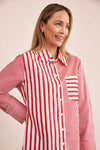 COTTON 2 WAY STRIPE SHIRT