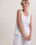 LINEN SHELL TOP WITH SPLIT WHITE