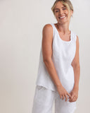 LINEN SHELL TOP WITH SPLIT WHITE